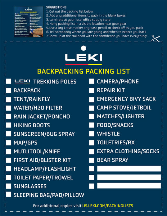 Backpacking Packing List